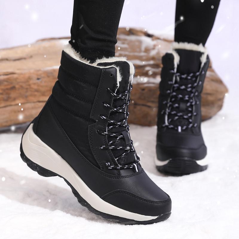 

New Winter Women Boots High Quality Warm Snow Boots Lace-up Fashion Comfortable Ankle Boots Outdoor Waterproof Hiking Boots 37