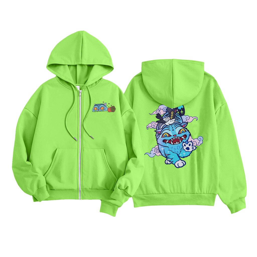 Kids Fashion Women's Lightweight Long Sleeve Zipper Hoodie Printed Hoodie With Pockets