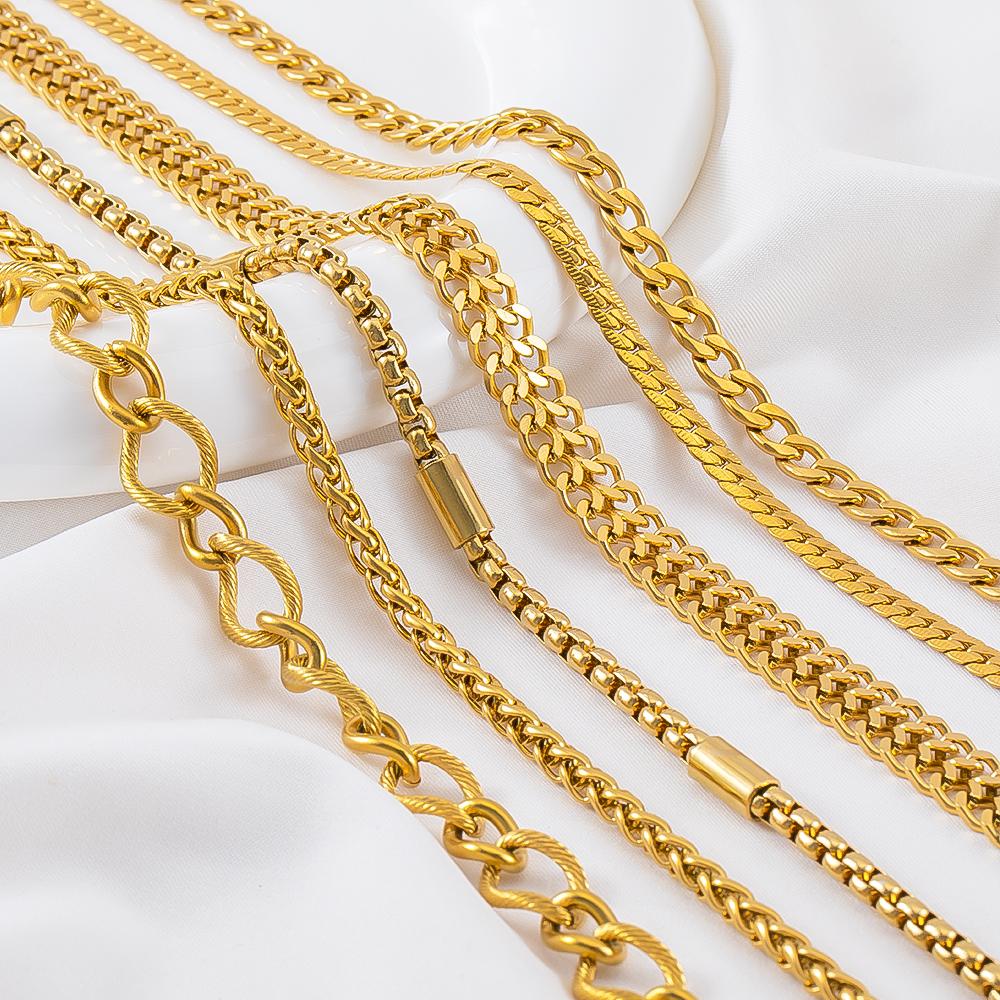 No Fade 0.5M 1M Stainless Steel Gold Plated Punk Cuban Link Chain DIY Chain for Men Choker Women Hip Hop Jewelry Making Supplie