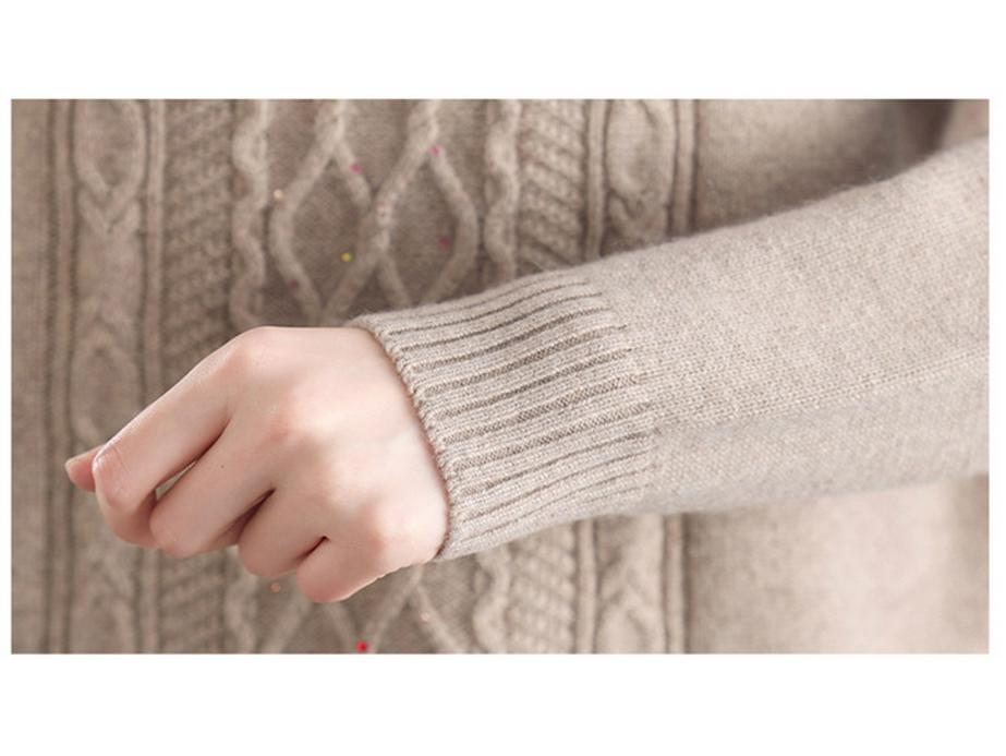 Autumn/Winter 100% Wool Knit Base Layer Sweater for Mid-Aged & Elderly Women - Thick, Warm, Inner Wear