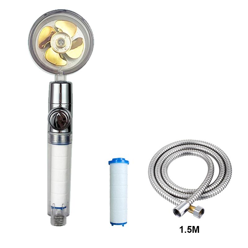 VILOYI Shower Head Water Saving High Pressure Handheld Turbo Propeller Showerhead Adjustable Water Flow Bathroom Filter Nozzle