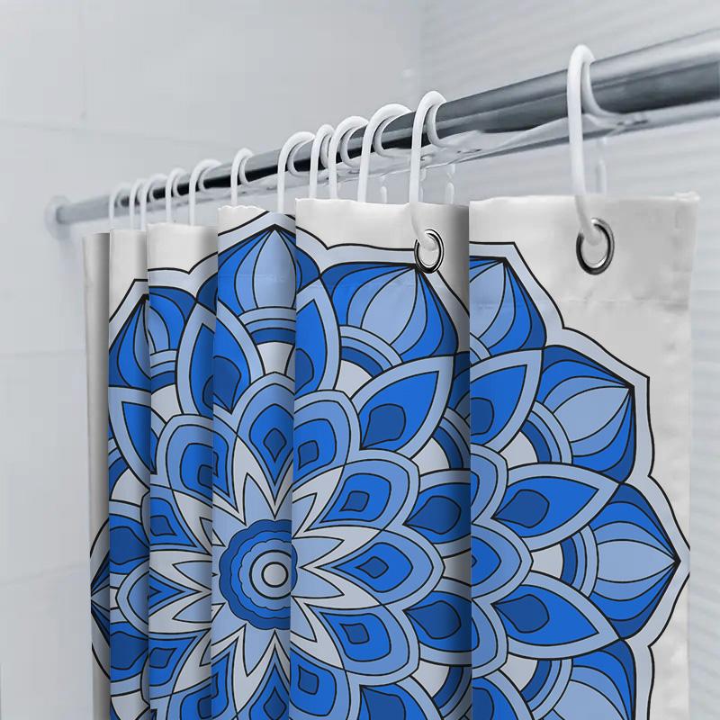 Blue Mandala Shower Curtain Decorative Waterproof Bath Mat Indoor Decoration Home Wall Hanging Bathroom Linen Rug