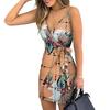 Summer Dress Floral Leaves Print Skinny Female Spaghetti Strap Bohemian Beachwear for Beach
