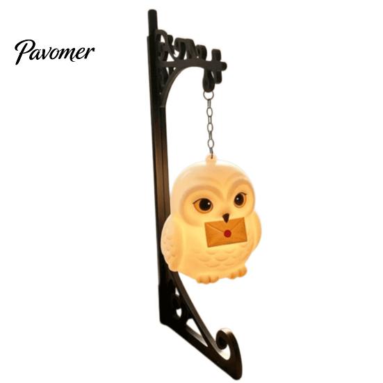 Nordic Style Home Decor Metal Magic Owl Hanging Bookend Lamp, Resin Animal LED Night Light, Pastoral Table Deer Bird Light for Bookshelf Window
