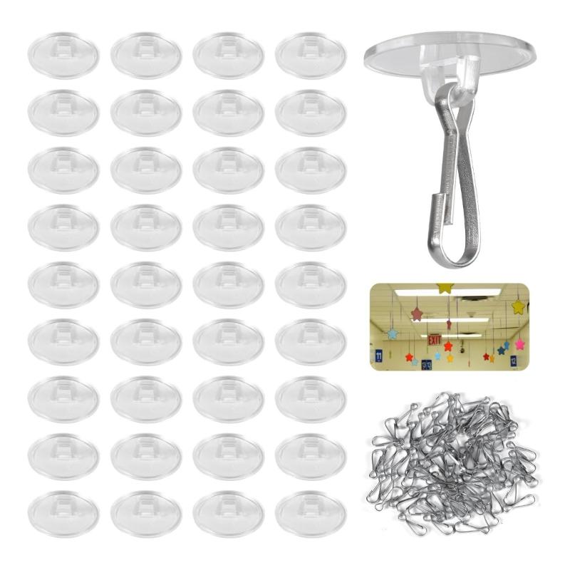 

50Pcs Functional Clear Adhesive Hooks for Smooth Surfaces No Drill Installation Hanging Decorations Support 1