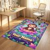 Floral Garden Theme Crystal Velvet Rug Personalized Custom Name Text Soft Floor Mat Home Decor