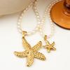 Starfish Rice Bead Necklace Bohemian Rice Bead Pearl Starfish Card Necklace