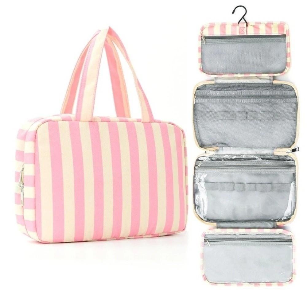 Large Capacity Travel Wash Handbag Striped Make Up Bag Travel Storage Bag  Space Saving