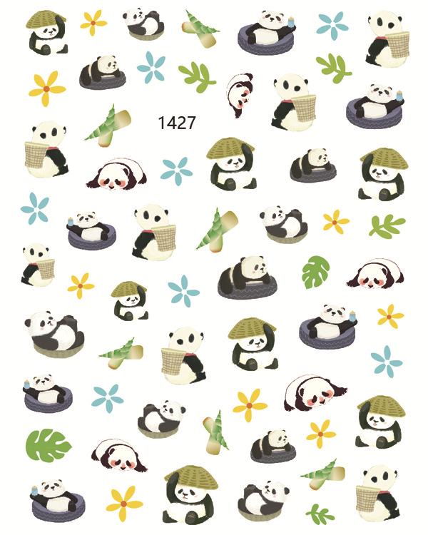 Colorful Panda Nail Art Stickers - Summer Relief & Cute National Treasure Design
