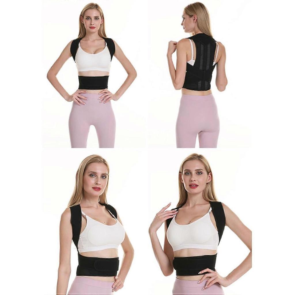 Back Brace Corrector for Lumbar Spine Support, Adjustable Sizes for Men and Women, Schwarz Silver Color, Pain Relief