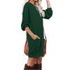 Women's Fashionable Long-sleeved Solid-color Round-neck Pocket Dress