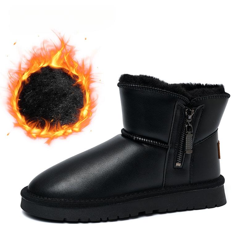 

Зимние ботинки на платформе для женщин, водонепроницаемые, с флисовой подкладкой, короткие ботинки, женские, теплые, с подкладкой из искусственного меха, нескользящие, с застежкой-молнией 40