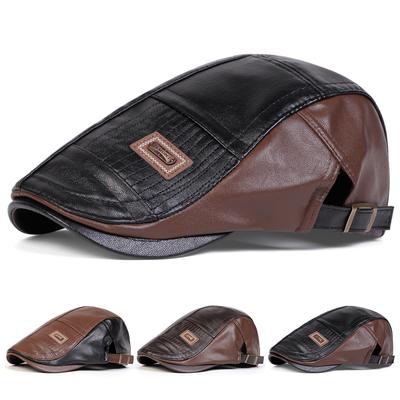 1 Stück Herren PU Leder Baskenmütze Outdoor Verstellbar Sonnenschutz Freizeit Hut Frühling Herbst Reise Tourismus Strandurlaub
