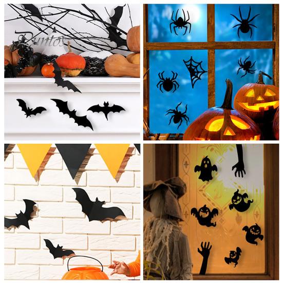 Bathroom And Kitchen Wall Decor Halloween 3D Stickers, Self-adhesive Peel Stick PVC Waterproof Non Residue Stickers Ghost/Bat/Spider Decals