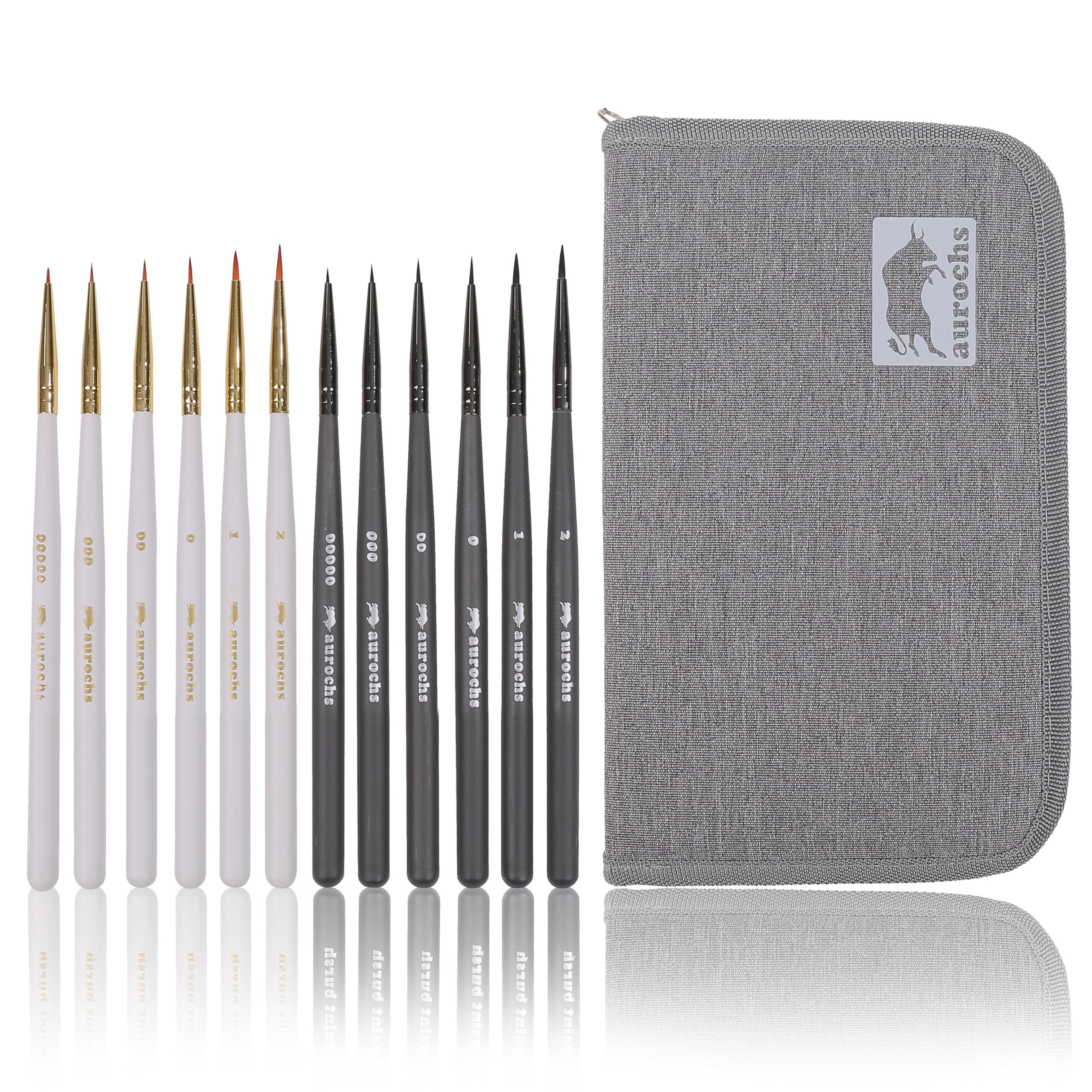 

aurochs set of detail 6 natural horsehair brushes 6 nylon Ideal for model Japanese and nail 12-piece ultra-fine brushes / brushes. painting, making,