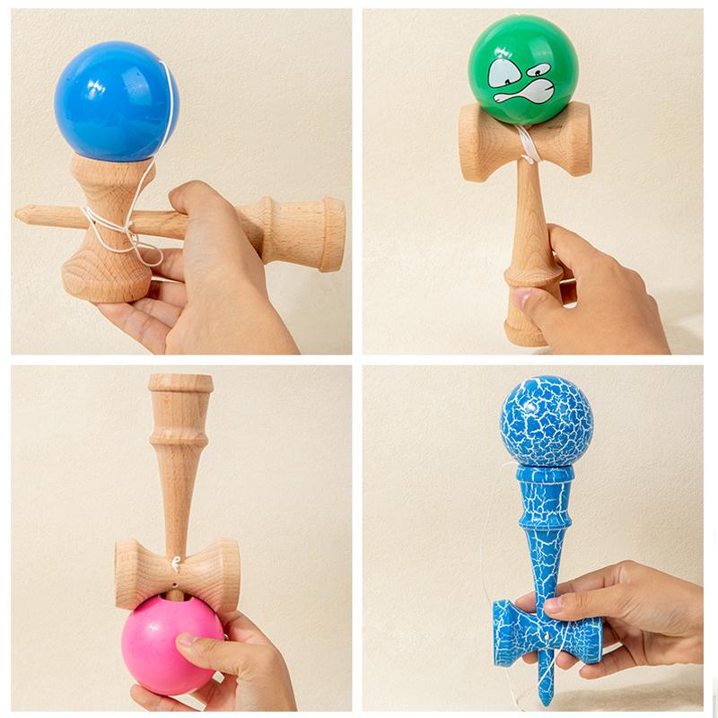 Crack Painted Kendama Toy Outdoor Fitness Balls Train Eye-hand Coordination for Children Adults Outdoor Fun Juggling Sports Ball