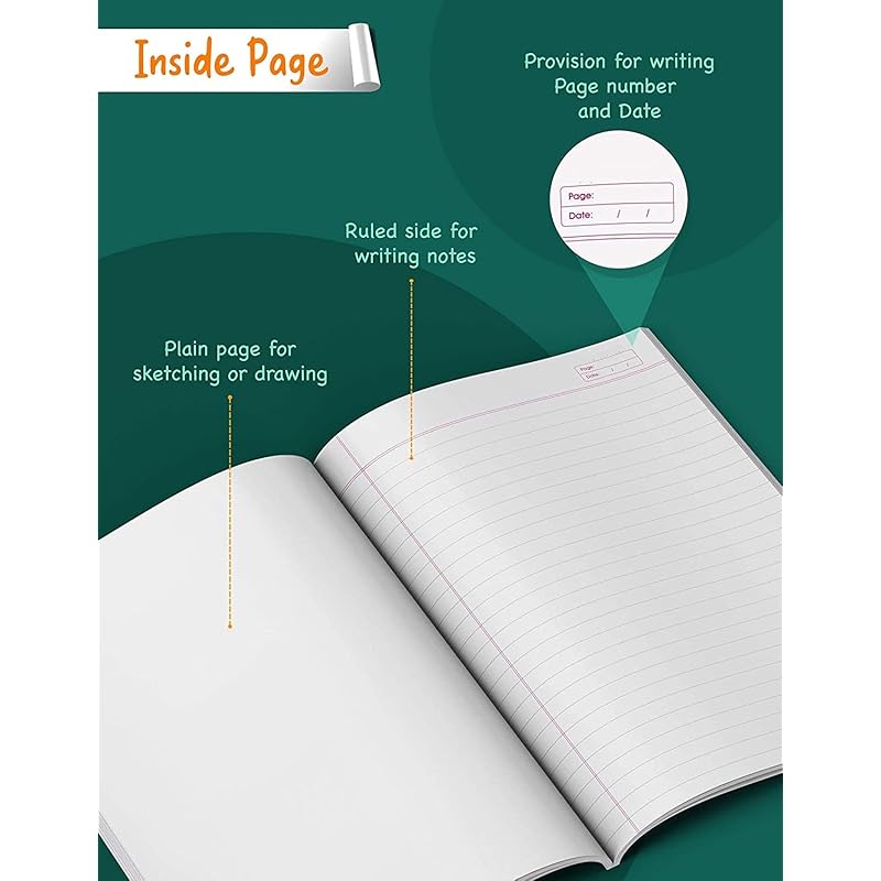 

Rush 120 Pages (Pack of 4) Interleaf with Single Line Exercise King Size School Notebooks for Students | Interleaf Noteb 120