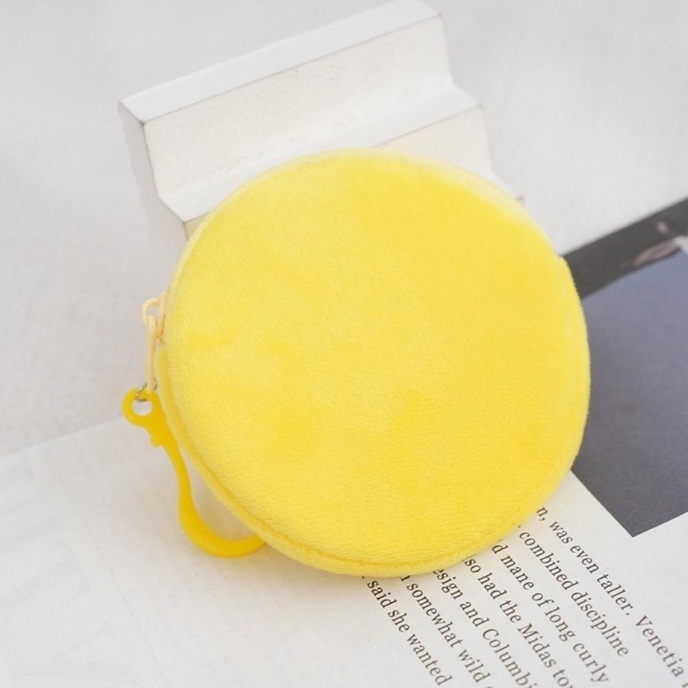 Solid Color ID Card Bag Round Shape Keychain Wallet Soft Coin Purse  Travel