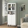 Tall Bookshelf with Tempered Glass Door and Adjustable Shelf, 4 Doors, Painted MDF Cabinet, White, Storage for Living Room and Bedroom