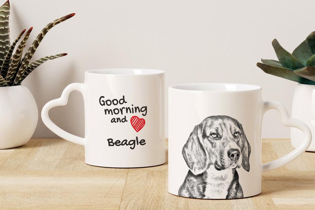 Beagle - Cup with a Dog, Adorable Cup with a Heart-shaped Handle, Universal Gift from the Art-Dog Brand