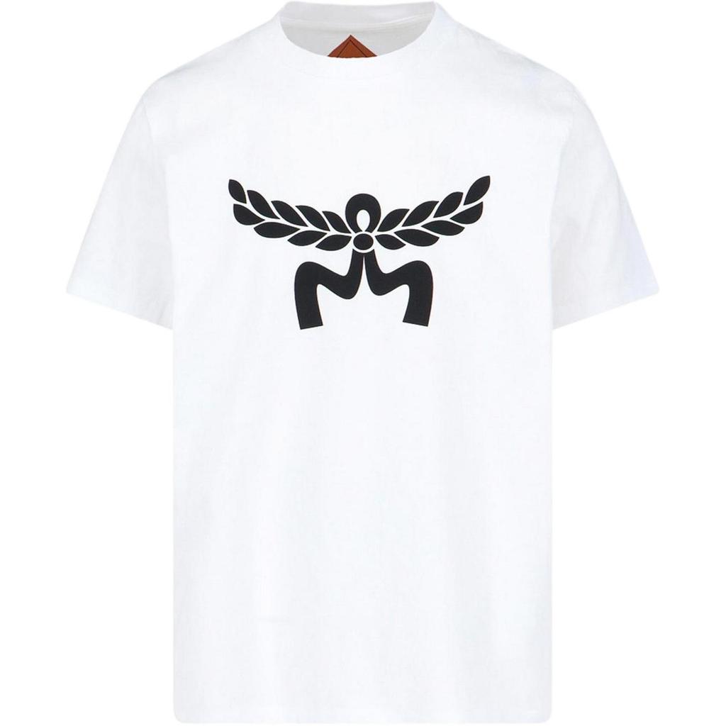 MCM Logo Print Round Neck Loose Short Sleeve T-Shirt Women Tops White MHTESMM05WT