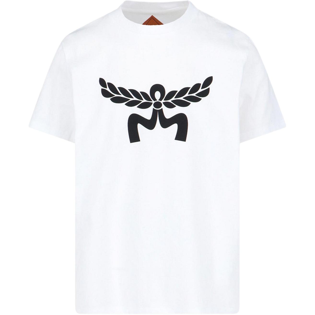 MCM Logo Print Round Neck Loose Short Sleeve T-Shirt Women Tops White MHTESMM05WT M