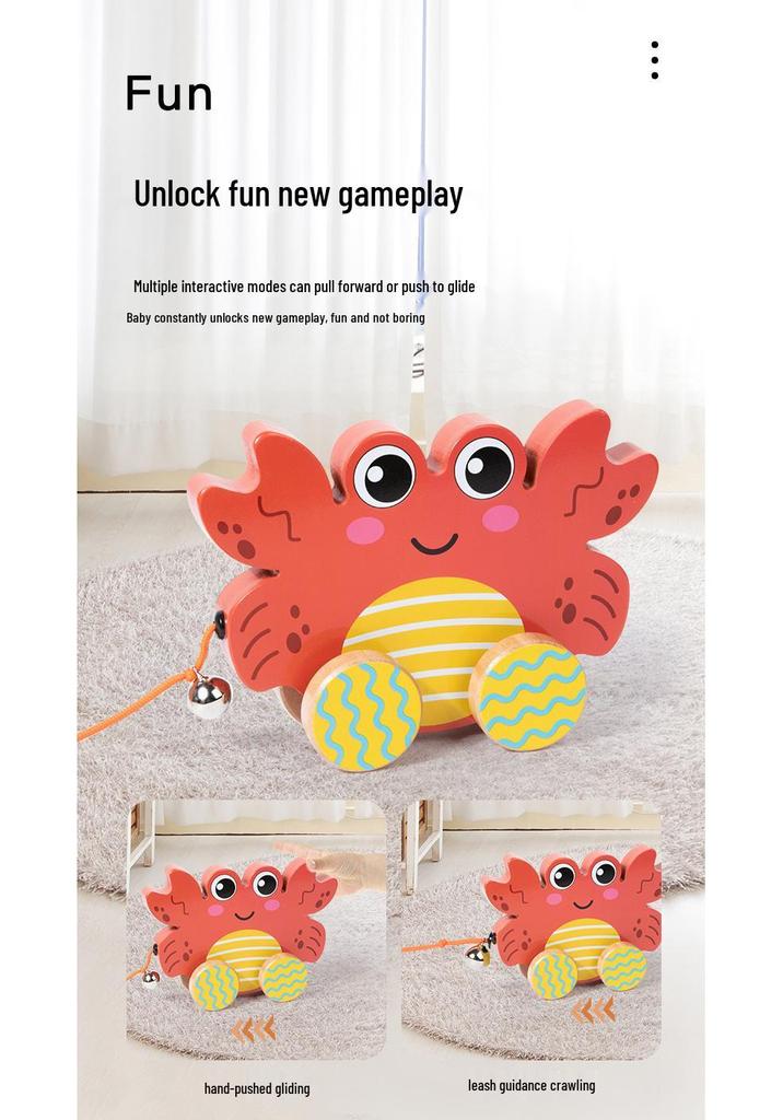 Cartoon Animal Pull Cart and Leash - Early Education Toy for Infants 0-3 Years