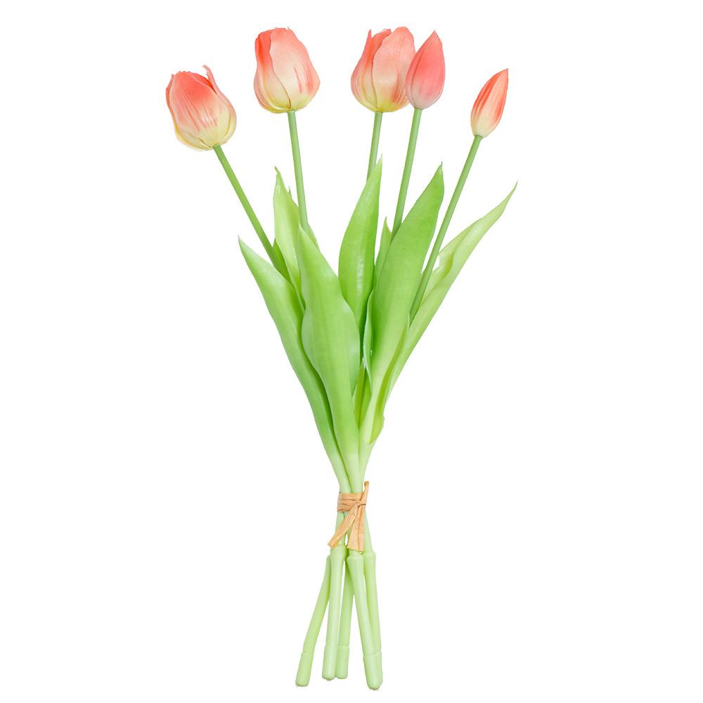 Autumn Cherry Tulip Bouquet, Soft Rubber Material, Living Room Light Luxury Indoor Dining Table High-End Simulated Flower Decoration