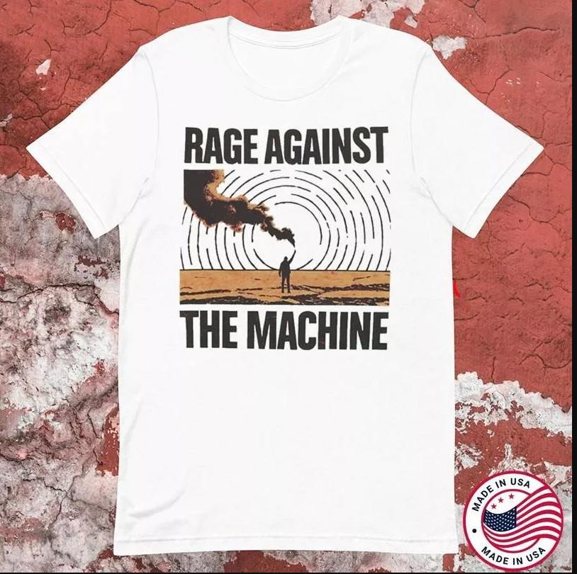 Vtg Rage Against The Machine Band For Men White T-shirt size S-5XL XL