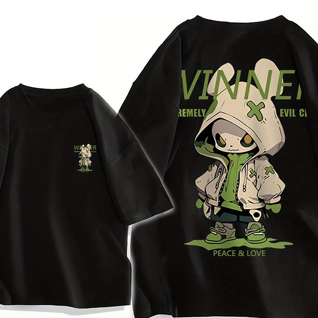 Men's Rabbit Graphic Tee 100% Cotton Casual Short Sleeve Crew Neck Breathable Soft Men's Clothing for Everyday Casual Style