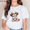 Funny Chien Yorkshire Terrier Print T Shirt Women Fashion Harajuku Kawaii Clothes Dog Pet T-Shirt Femme White Shirt Tops