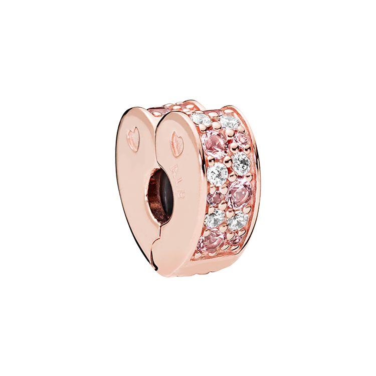 Pandora Rose Gold Love Curve Fixed Clip Unisex Jewelry 787020NPM Rose Gold,F