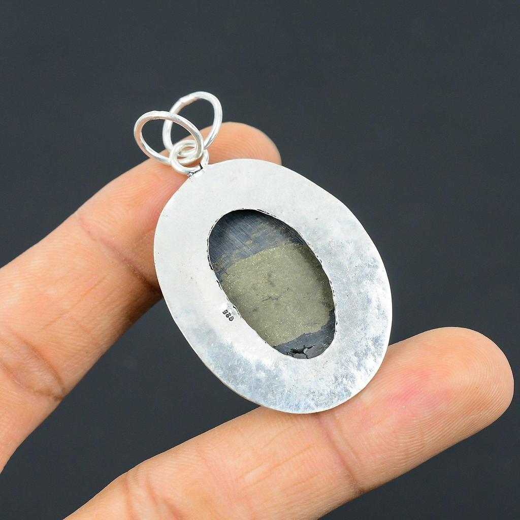 Easter Deal Pyrite Gemstone Ethnic Bezel Engagement Pendant 925 Sterling Silver