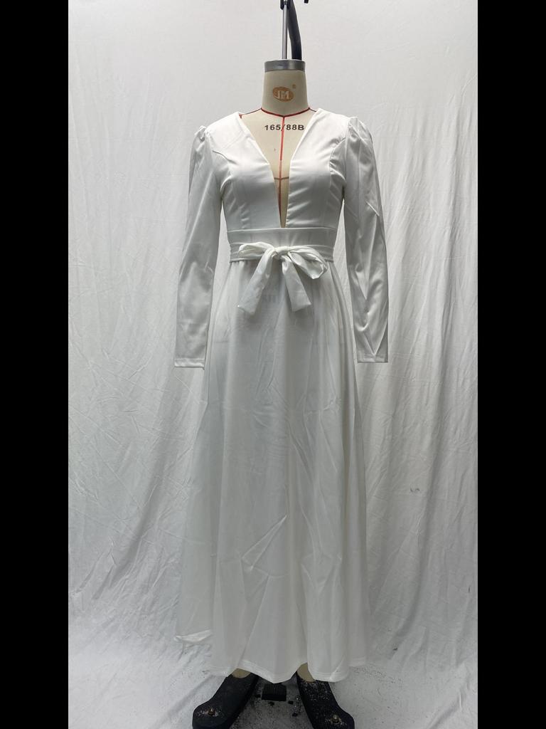 Weißes, schmales, langes Kleid im französischen Stil für Damen – Europäische und amerikanische Eleganz im Frühjahr/Sommer 2025