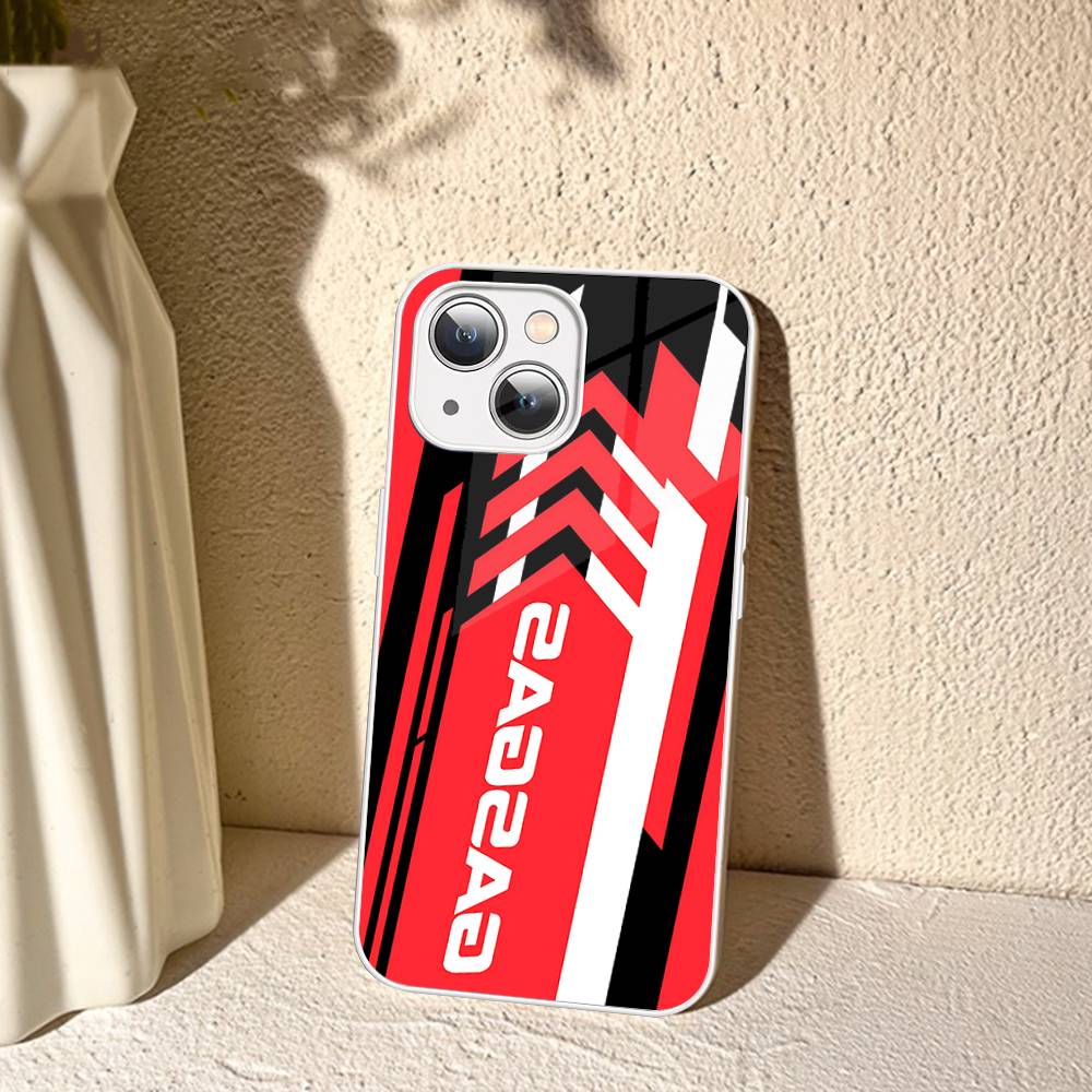 G-GasGas Rotes Motorrad Für IPhone 14 13 12 Mini 11 Pro XS Max X XR 14 Plus Gehärtetes Glas Cover