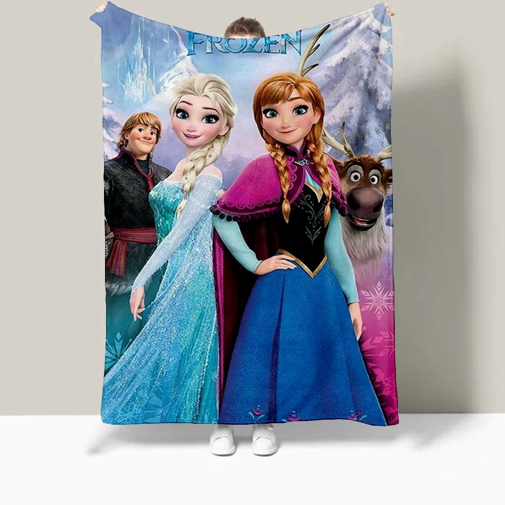 Frozen Elsa Cartoon Printed Blanket Oversized Bedding Sofa Soft Travel Warm Flannel Bedroom Blanket Children Girls Gift