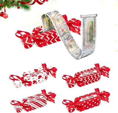 4 Stück Süßigkeiten-Form Überraschungstasche Set Ausziehbare Geldkassette DIY Bargeld Geschenkbox für Weihnachtsfeier und Valentinstag