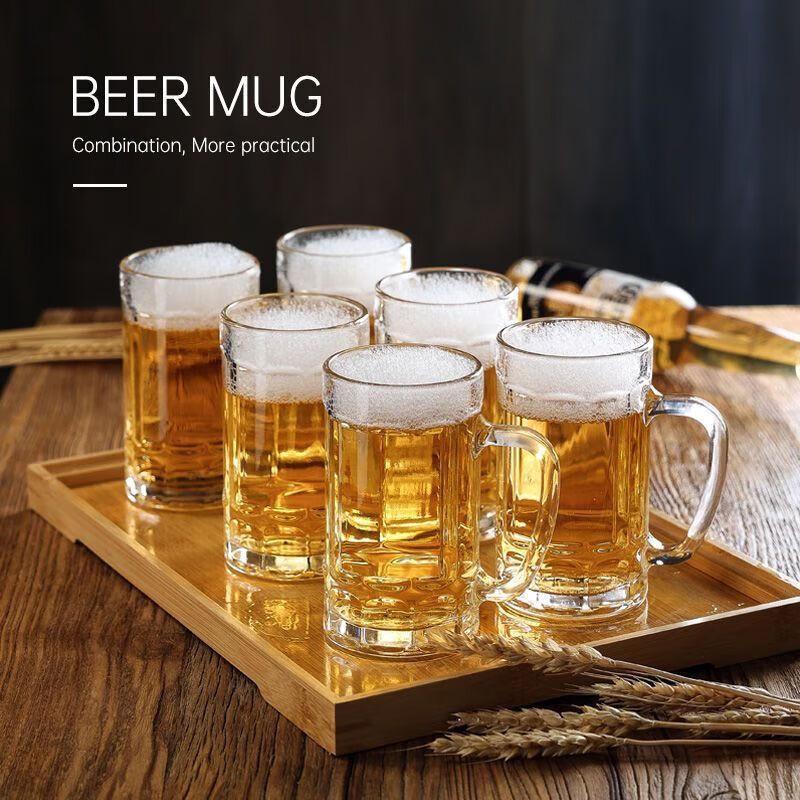 Large Capacity Glass Mug with Handle - 6 Pack