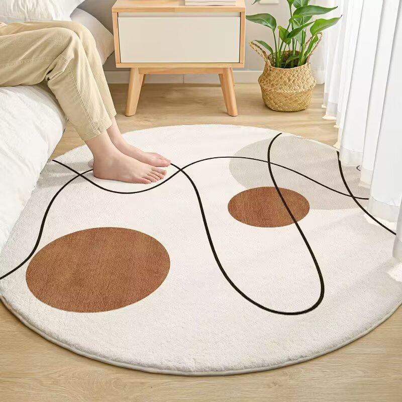 Moderner minimalistischer runder Teppich: Imitationkaschmir für Wohnzimmer, Arbeitszimmer, Leseecke, Kühleffekt-Bodenmatte, Drehstuhl oder Nachttisch. 60*60cm