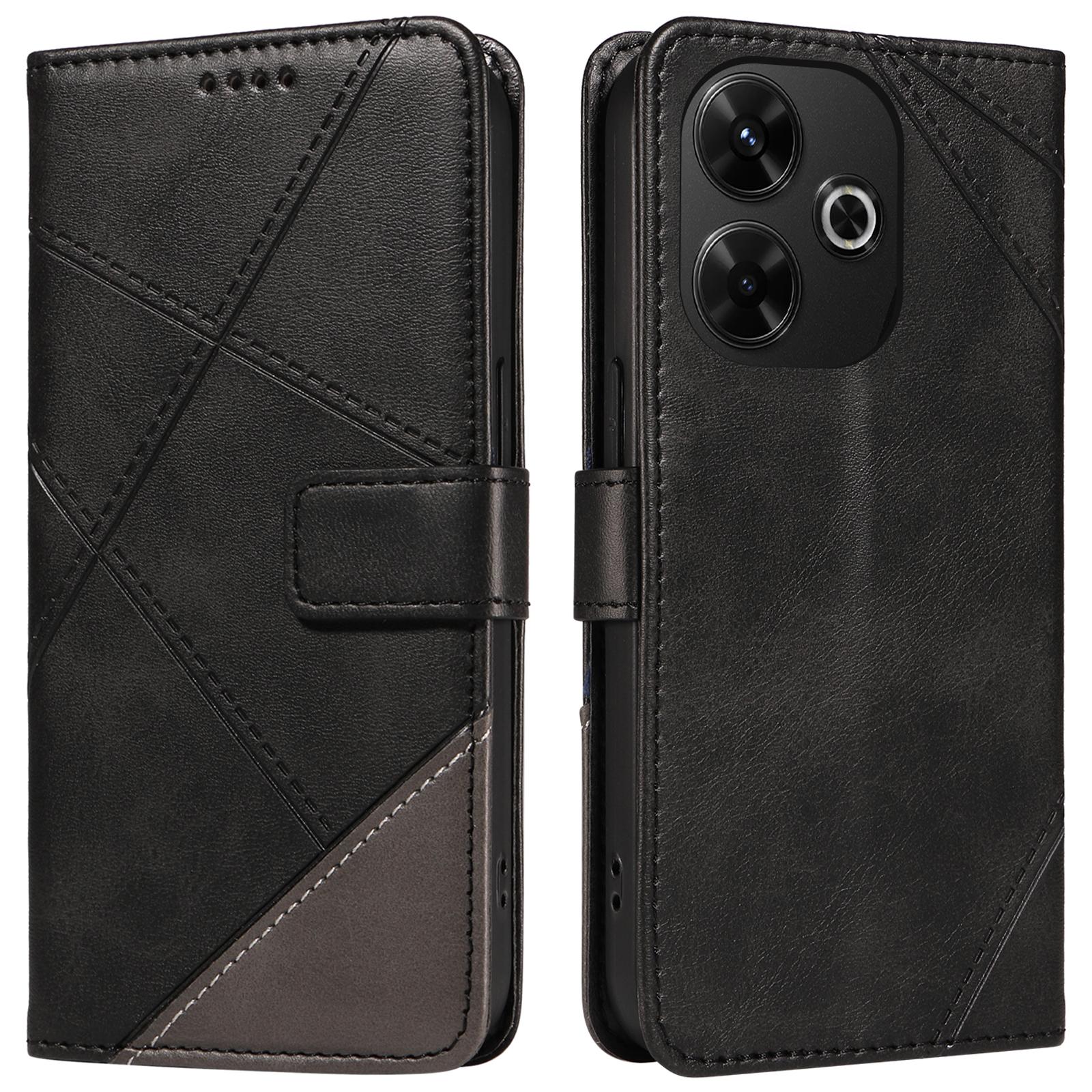 

For Xiaomi Redmi 13 5G/4G/Note 13R 5G Case Flip Shockproof Wallet Leather Phone Cover Geometric Line D