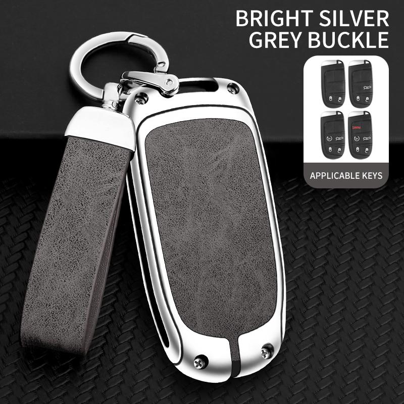 Metal Leather Car Key Cover Keychain for Jeep Renegade Compass Grand Cherokee for Chrysler 300C Wrangler Dodge Accessories