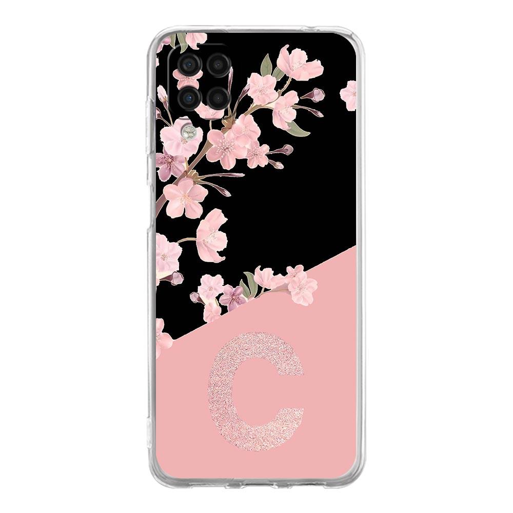 Pink Letter Flower Phone Case For Samsung A13 A33 A73 A53 A23 A51 A71 A21S A12 A31 A41 A05s A03S A15 A25 A32 5G Clear Cover