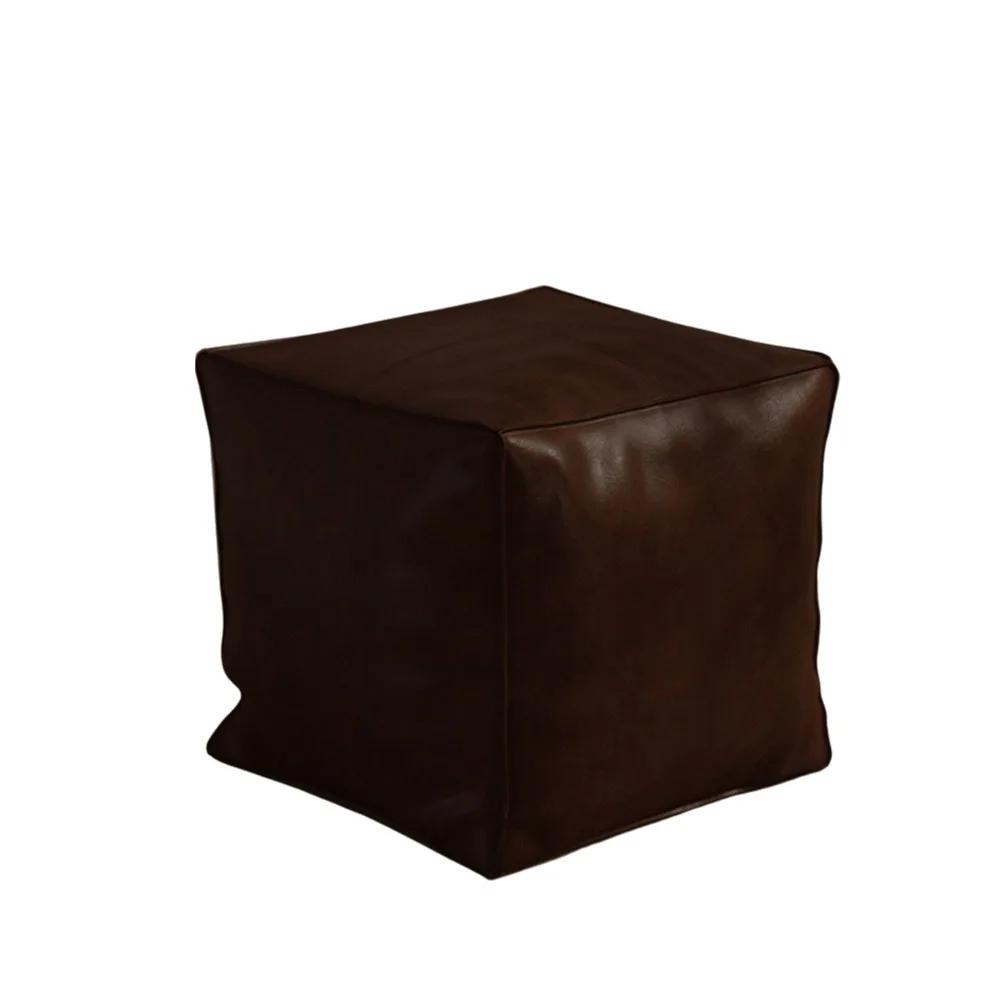 

Modern Non-Slip Storage Stool Large Capacity No Fillings PU Leather Ottoman Waterproof Square Leather Pouf Balcony коричневый