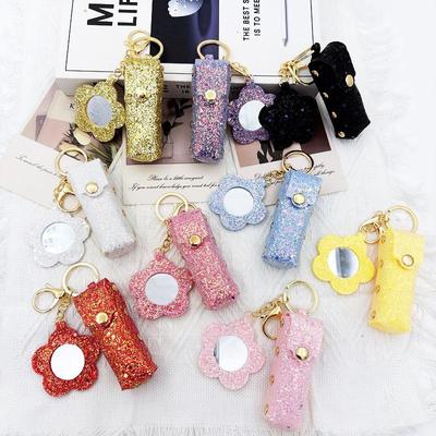 Creative Lipsticks Portable Lipstick Bag Protective Cover With Mirror Pouch Lip Balm Bag Keychain Holder