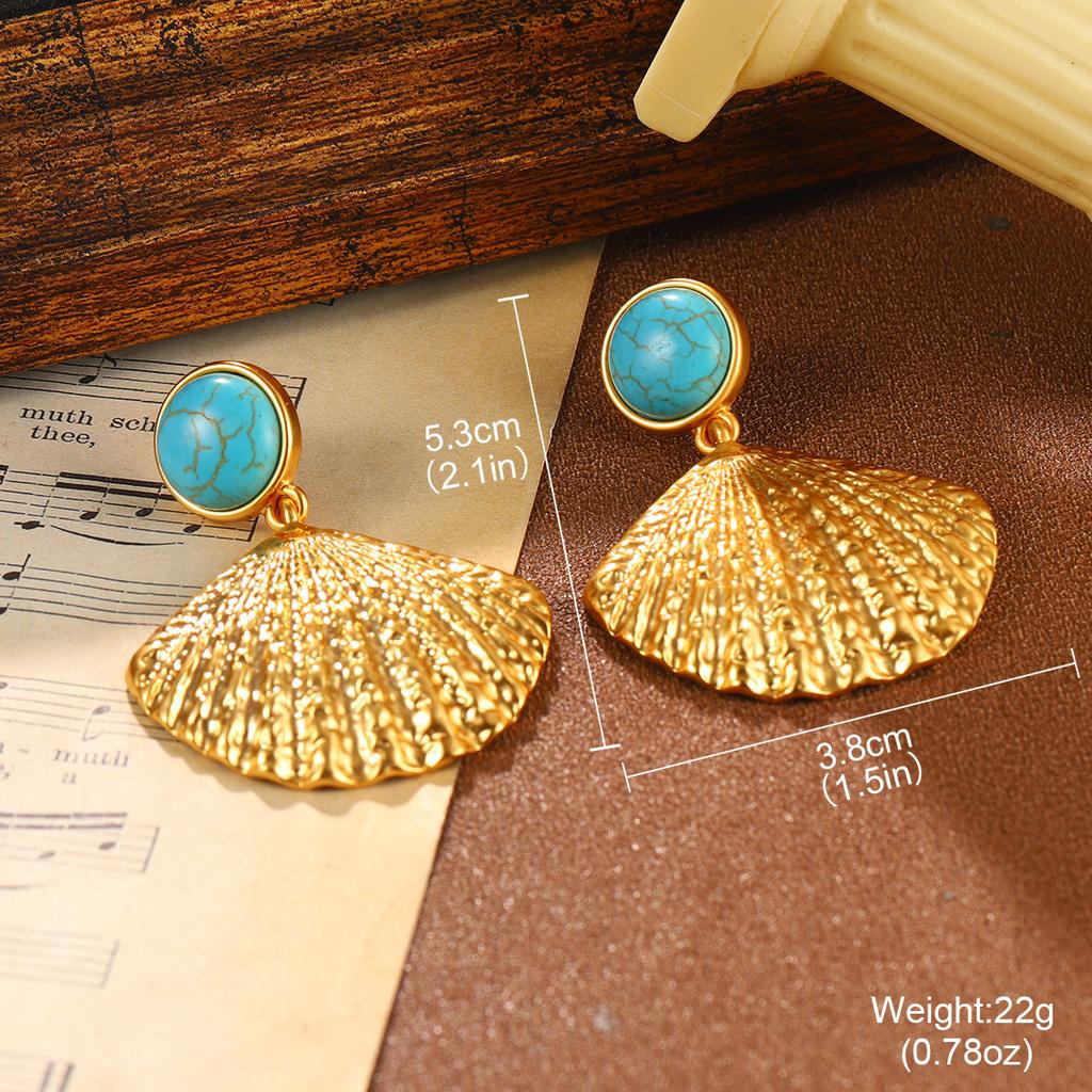 Turquoise Earrings Women's French Retro Niche Earrings Peacock Tassel Hollow Premium Earrings