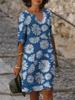 JPNTKY Fashion Summer Spring 1/2 Sleeves V-Neck Casual Dresses