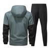 Men's Casual Color-blocking Windproof Sweatshirt And Sweatpants, Men's Hooded Zipper Sweatshirt And Sweatpants Two-piece Set