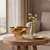 Bowl with Butterfly Base Polished Metal Reflective Display Tray for Coffee Table,