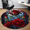 1pc Rose Window Office Round Area Rug, Under Office Chairs Bedroom Living Room Home Decor, Room Deco