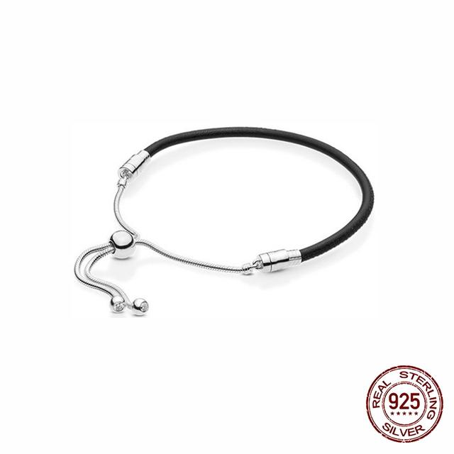 

S925 стерлингового серебра подходят оригинальные модные подвески бусины простой стиль простой регулируемый браслет DIY фундамент бусины браслет Adjustable